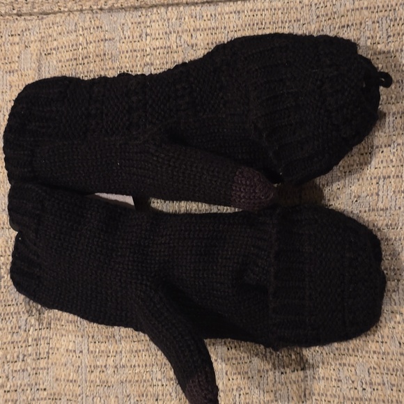 SONOMA BRAND WOMENS BLACK FLIP TOP WARM WINTER MITTENS GLOVES ONE SIZE FITS MOST - Picture 3 of 11